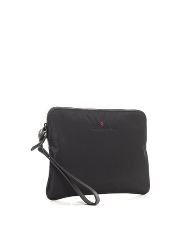 Pouch in leather and fabric Black Kiton Men