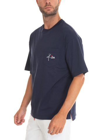 T-shirt girocollo mezza manica Blu Kiton Uomo