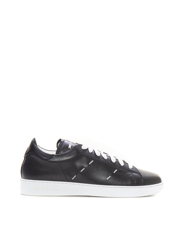 Leather sneakers with laces Black Kiton Men