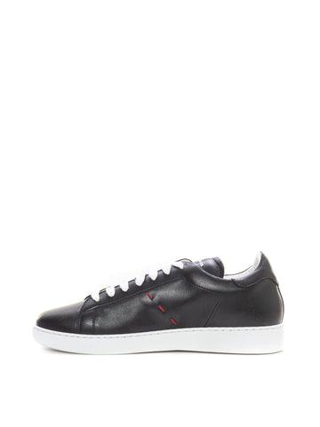Leather sneakers with laces Black Kiton Men