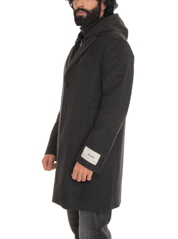 Paoloni Men's Anthracite Hooded Coat