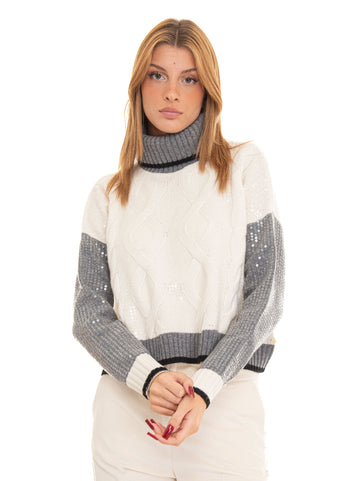 DOTFUR turtleneck sweater White-grey Pennyblack Woman