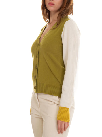 Pennyblack Women's Yellow-Green Foglio Wool Cardigan