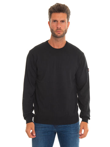 EXMOOR05 Black crewneck sweater Peuterey Man