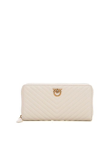 Leather wallet with zip Bianco Pinko Donna
