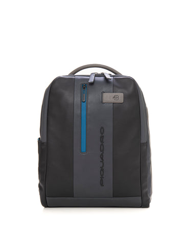 Leather backpack Black-grey Piquadro Man