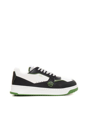 Piquadro Men's White-Green Leather Sneakers