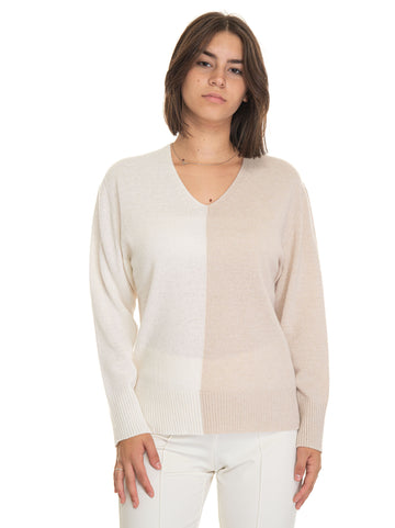 White-beige Quality First Woman wool sweater