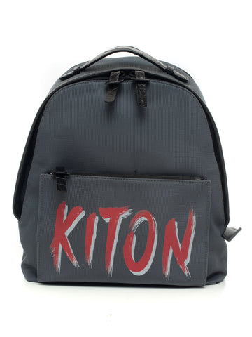 Leather and cordura backpack Gray Kiton Man