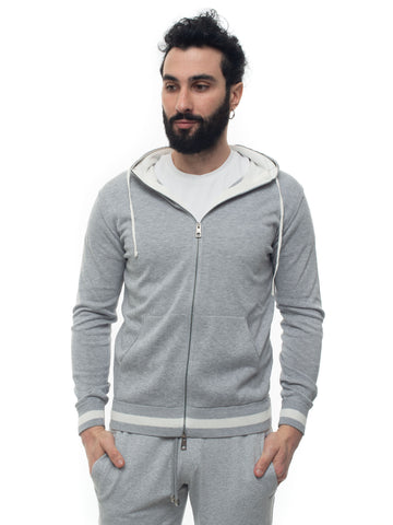 Grey-white Luigi Borrelli Man hooded sweatshirt