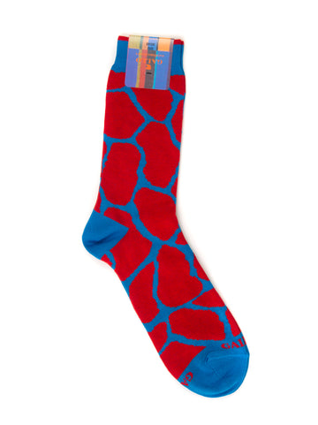 Red-turquoise Rooster short socks for man