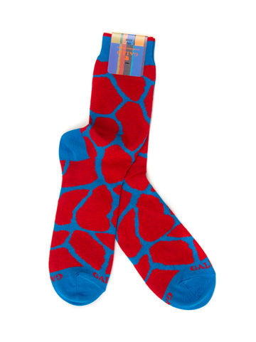 Red-turquoise Rooster short socks for man