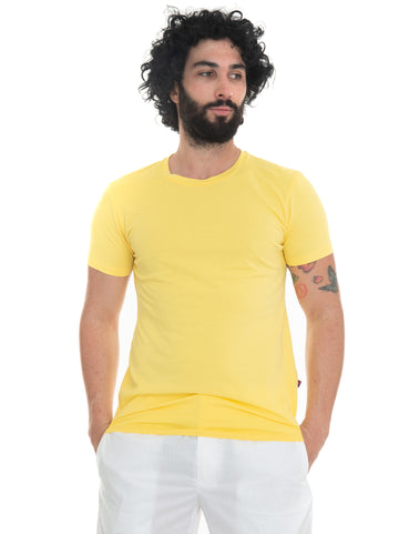 Half-sleeved crew-neck T-shirt Yellow Rooster Man