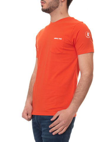 Short sleeve crew neck t-shirt Damien Orange Save the Duck Man