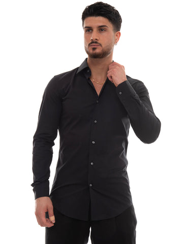 H-HANK-KENT men's classic shirt Black by BOSS Man