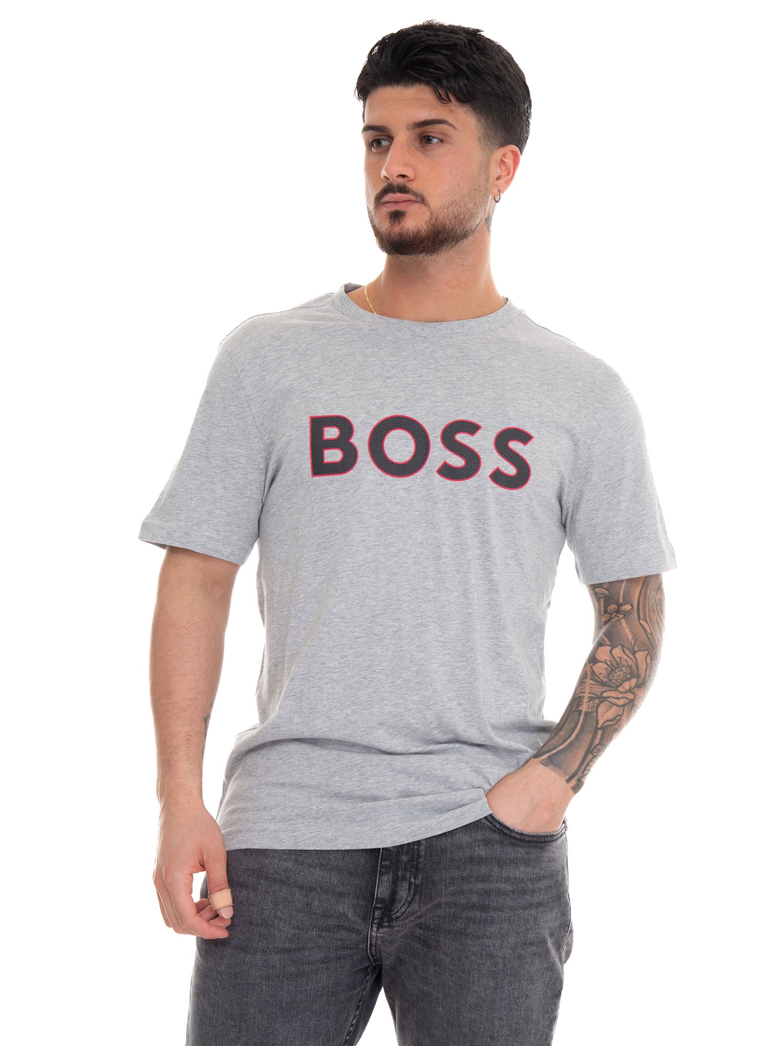 Crew-neck T-shirt TEE1 Gray by BOSS Man Scaglione Ischia