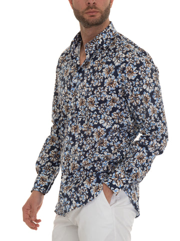 Camicia casual Blu-marrone Carrel Uomo