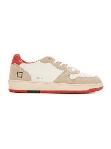Leather sneakers with laces COURT LEATHER White-red DATE Man