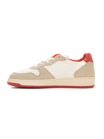 Leather sneakers with laces COURT LEATHER White-red DATE Man
