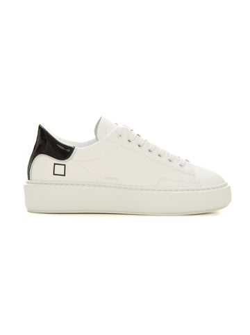 Leather sneakers with laces SFERA PATENT White-black DATE Woman
