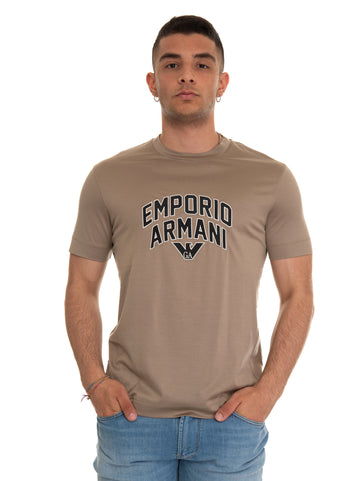Beige crew-neck T-shirt Emporio Armani Man