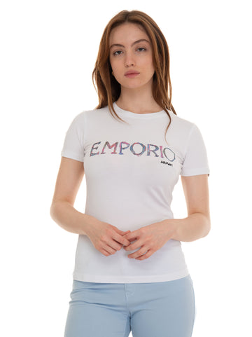 Half-sleeved crew-neck T-shirt White Emporio Armani Woman