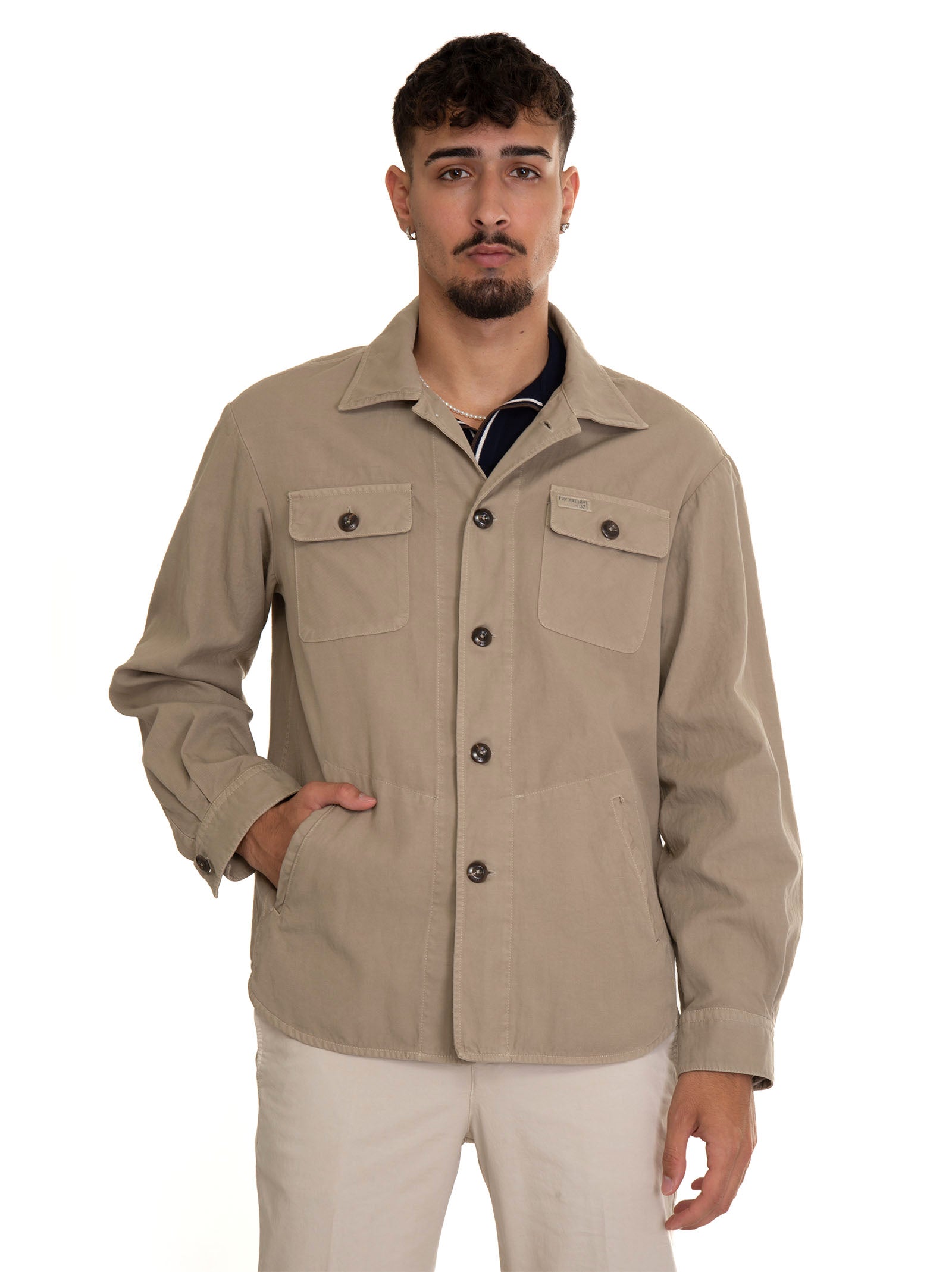 Giacca Camicia Uomo Camicie Beige Giacca Camicia Beige Fay Uomo