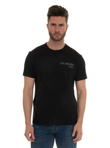 Half-sleeved crew-neck T-shirt Black Fay Man