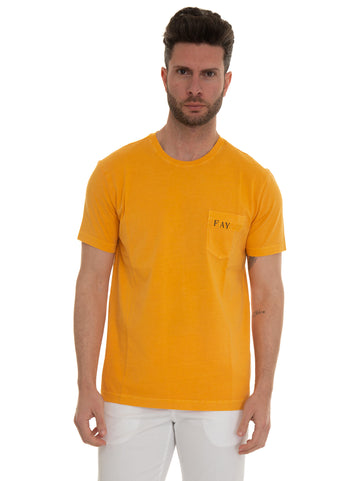 T-shirt girocollo mezza manica Arancio Fay Uomo