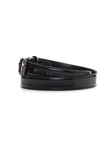Thin leather belt Black Guess Woman