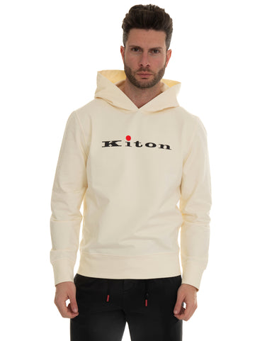 Cream Hooded Sweatshirt Kiton Man