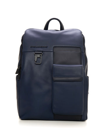 Leather backpack Blue Piquadro Man