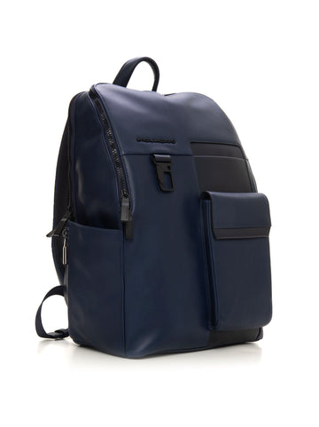 Leather backpack Blue Piquadro Man