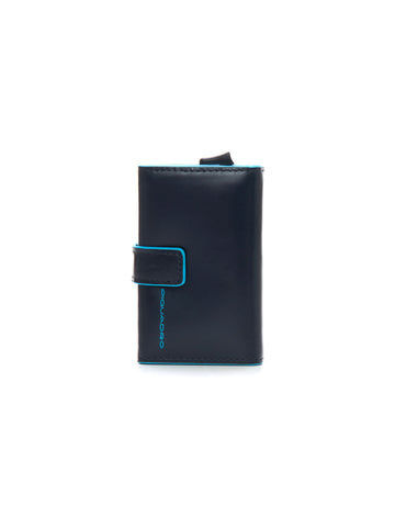 Blue leather card holder Piquadro Man
