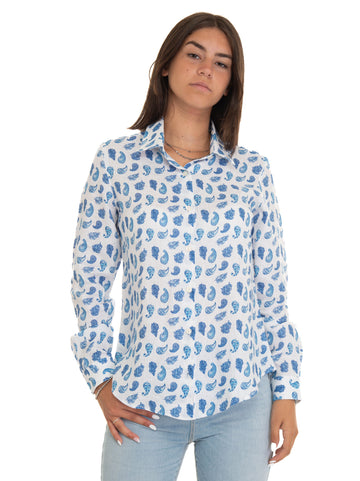 Camicia in lino Bianco-azzurro Vincenzo De Lauziers Donna