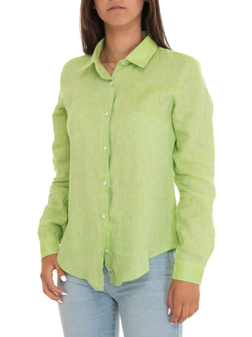 Vincenzo De Lauziers Women's Green Linen Shirt