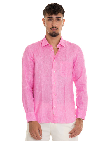 Pink Linen Shirt Vincenzo De Lauziers Man