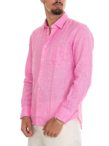 Pink Linen Shirt Vincenzo De Lauziers Man