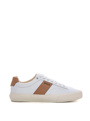 Low sneakers in suede and rubber White-beige BOSS Men