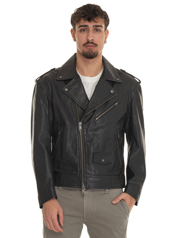 BOSS Men's Black Leather Jacket