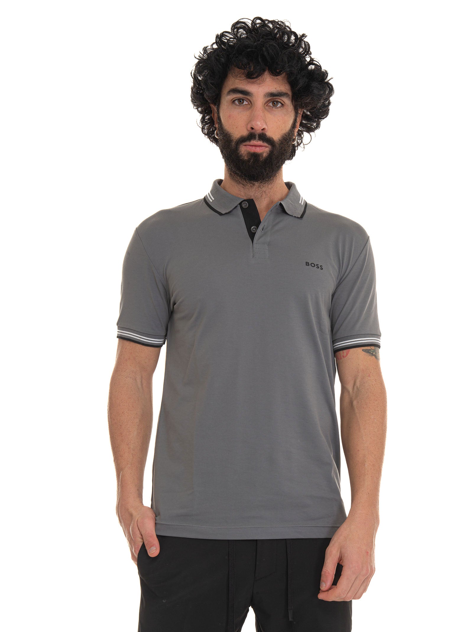 PAUL short sleeve polo shirt Medium gray BOSS Men Scaglione Ischia