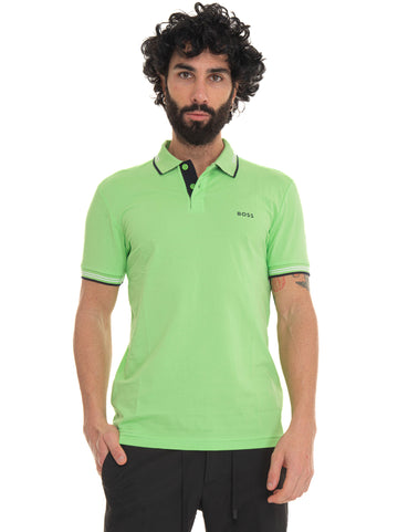 Green short sleeve polo shirt by BOSS Men