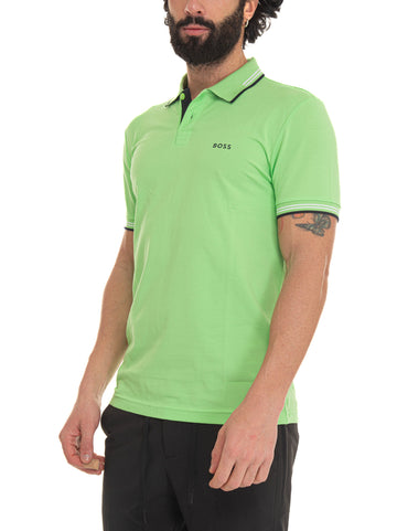 Green short sleeve polo shirt by BOSS Men