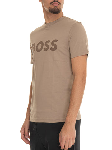 Beige crew-neck T-shirt by BOSS Man