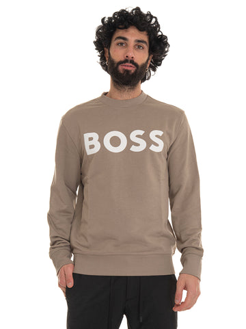 Beige crewneck sweatshirt BOSS Men's