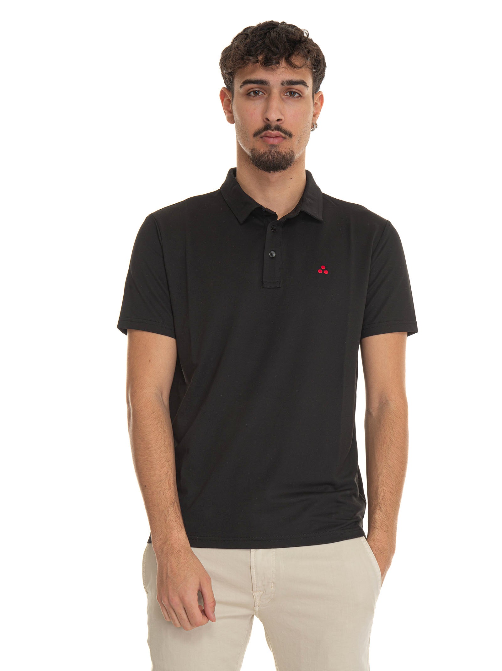 Cotton jersey polo shirt MEZZOLA01 Black Peuterey Man Scaglione