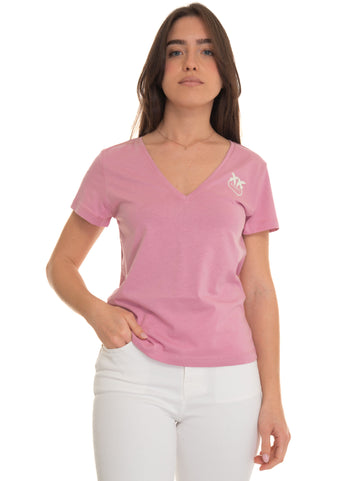 V-neck T-shirt Turbato Pink Pinko Woman